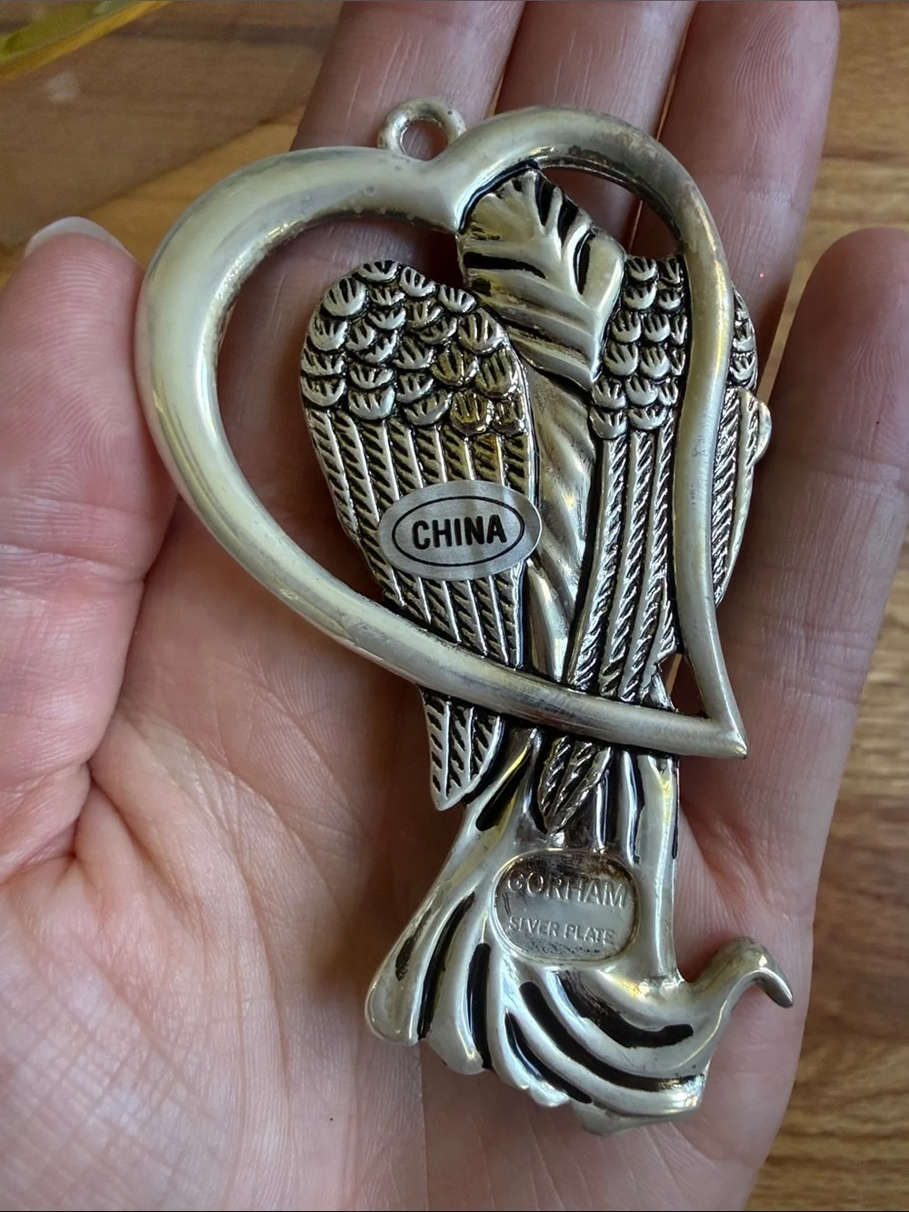 Gorham Silver Plated Angel Ornaments Hope Peace Love holiday Christmas decor